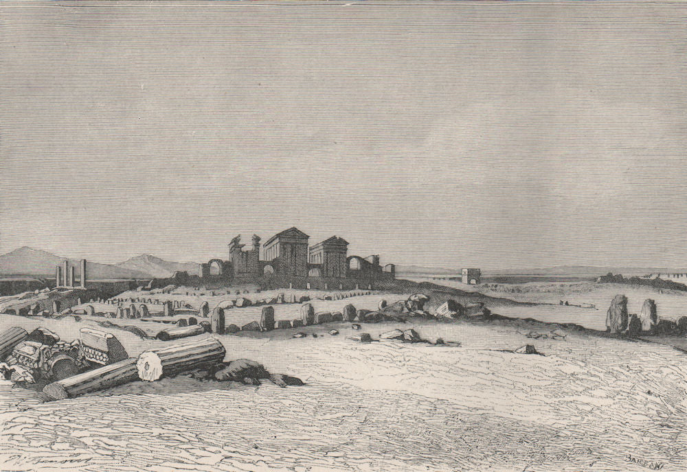 Roman ruins of Sbeitla, ancient Sufetula. Tunisia 1885 old antique print